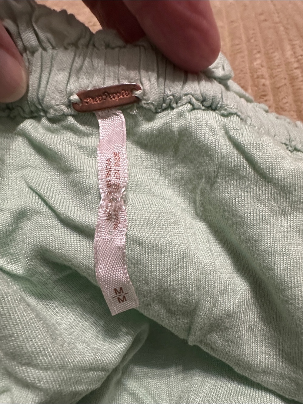 Free People Wander The Unknown Mint Green Off-Shoulder Embroidered Top size Med - Picture 3 of 7